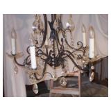St. Peter Doctor’s Estate: 5-Light Ornate Wrought Iron & Crystal Chandelier