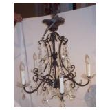 St. Peter Doctor’s Estate: 5-Light Ornate Wrought Iron & Crystal Chandelier