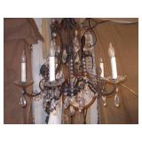 St. Peter Doctor’s Estate: 5-Light Ornate Wrought Iron & Crystal Chandelier