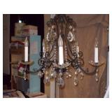 St. Peter Doctor’s Estate: 5-Light Ornate Wrought Iron & Crystal Chandelier