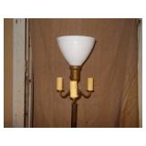 Vintage 4-Light Brass Candelabra Floor Lamp - Frosted Glass Shade