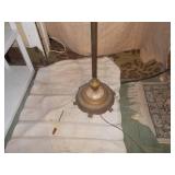 Vintage 4-Light Brass Candelabra Floor Lamp - Frosted Glass Shade