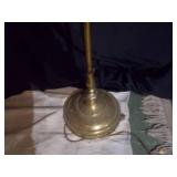 Vintage 3-Light Brass Floor Lamp with Ring Finial & Glass Shade
