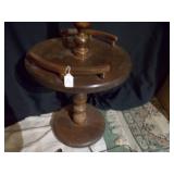 Vintage Wood Pedestal Accent Table Lamp with Fabric Shade