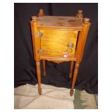 Antique Oak Humidor Side Table with Cabinet