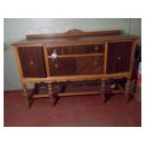 Antique Oak Sideboard / Buffet with Ornate Scrollwork