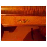 Antique Art Deco Vanity with Round Mirror and Matching Stool