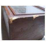 Vintage Wooden Tabletop Display Case with Glass Panel Door