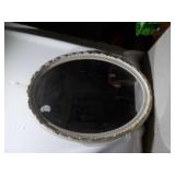 Vintage Oval Wall Mirror with Ornate Silver-Tone Frame