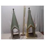 Pair of Decorative Metal Architectural Birdhouses
