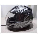 Auction Listing Proposal: Lot 340 Suggested Title HJC Full-Face Motorcycle Helmet - Silver & Black Graphics