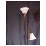 Bronze-Tone Torchiere Floor Lamp with Adjustable Side Reading Light
