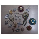 Rhinestone, Floral & Figural Brooches – Mixed Crafting Lot