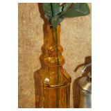 Floral, Amber Bottles & Soap Dispenser