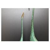 Verdigris Brass Crane Sculptures