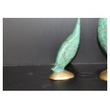 Verdigris Brass Crane Sculptures