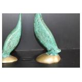 Verdigris Brass Crane Sculptures