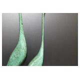 Verdigris Brass Crane Sculptures