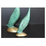 Verdigris Brass Crane Sculptures