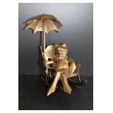 Brass Umbrella Frog Figure