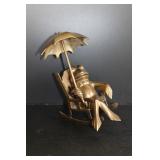 Brass Umbrella Frog Figure