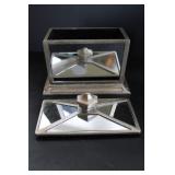 Party Lite Candle Lantern, Mirrored Box & Floral Sculpture