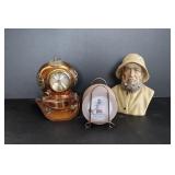 Diving Helmet Clock, Lighthouse Coasters & Fisherman Bust