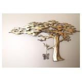 MCM Bijan Bahar Brass Tree Wall Sculpture & Butterfly Ornament