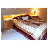 Burl Bed & Bedside Cabinets Set