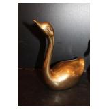 Brass Swan Figurines & Crystal Candle Holder