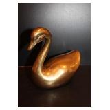 Brass Swan Figurines & Crystal Candle Holder