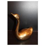 Brass Swan Figurines & Crystal Candle Holder