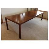 Mid-Century Modern Parsons Burl Dining Table