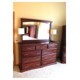 Amish Oak Dresser & Mirror