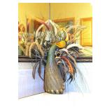 Peacock Vase & Grasses