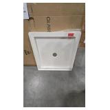 DreamLine SlimLine 32 in. x 32 in. Single Threshold Alcove Shower Pan Base in Biscuit with Center Drain Q