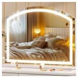 Vosuja White 32 in W x 24 in. H Arch LED Makeup Mirror Tabletop Mounted Vanity Mirror with 10 x Magnifying Glass
