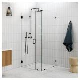 Glass Warehouse 36 in. W x 36 in. D x 78 in. H Pivot Frameless Corner Shower Enclosure in Matte Black Finish with Clear Glass
