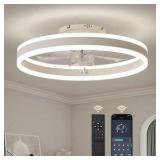 MOKSILED 20 in. LED Smart Indoor White Low Profile Ceiling Fan with Light Kit and Remote and App Control, 3-CCT, 6-Speeds