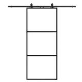 SOCBAZZAR 36 in. W. x 84 in. Full-lite Tempered Clear Glass Black Metal Frame Interior Sliding Barn Door with Hardware kit