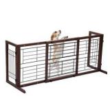 (2) 38 in. W to 71 in. W Freestanding Pet Gate, Dog Gate for Stairs and Doorways, Brown