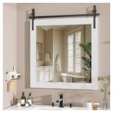 Vosuja White 31 in. W x 31 in. H Rectangle Wood Framed Farmhouse Wall Mounted Mirror Vintage Vanity Decrative Bathroom Mirrors