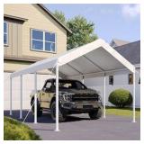 Sizzim 10 ft. x 20 ft. White Soft Top Gazebo with Steel Frame, Ideal for Outdoor Vehicle Protection