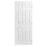 (6)Masonite 32 in. x 80 in. Molded 6-Panel Left-Handed Solid Core Primed White Textured Composite Single Prehung Interior Door with 4-9/16 in. Flat Jamb