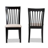 Baxton Studio Minette Sand and Dark Brown Fabric Dining Chair (Set of 4)