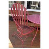 BY - Red Patio Table with 2 Chairs - Outdoor Metal Set
