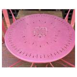 BY - Red Patio Table with 2 Chairs - Outdoor Metal Set