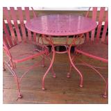 BY - Red Patio Table with 2 Chairs - Outdoor Metal Set