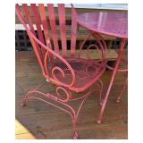 BY - Red Patio Table with 2 Chairs - Outdoor Metal Set