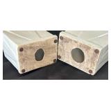 DR - Two Foo Dog Guardian Statues - Tall White Ceramic